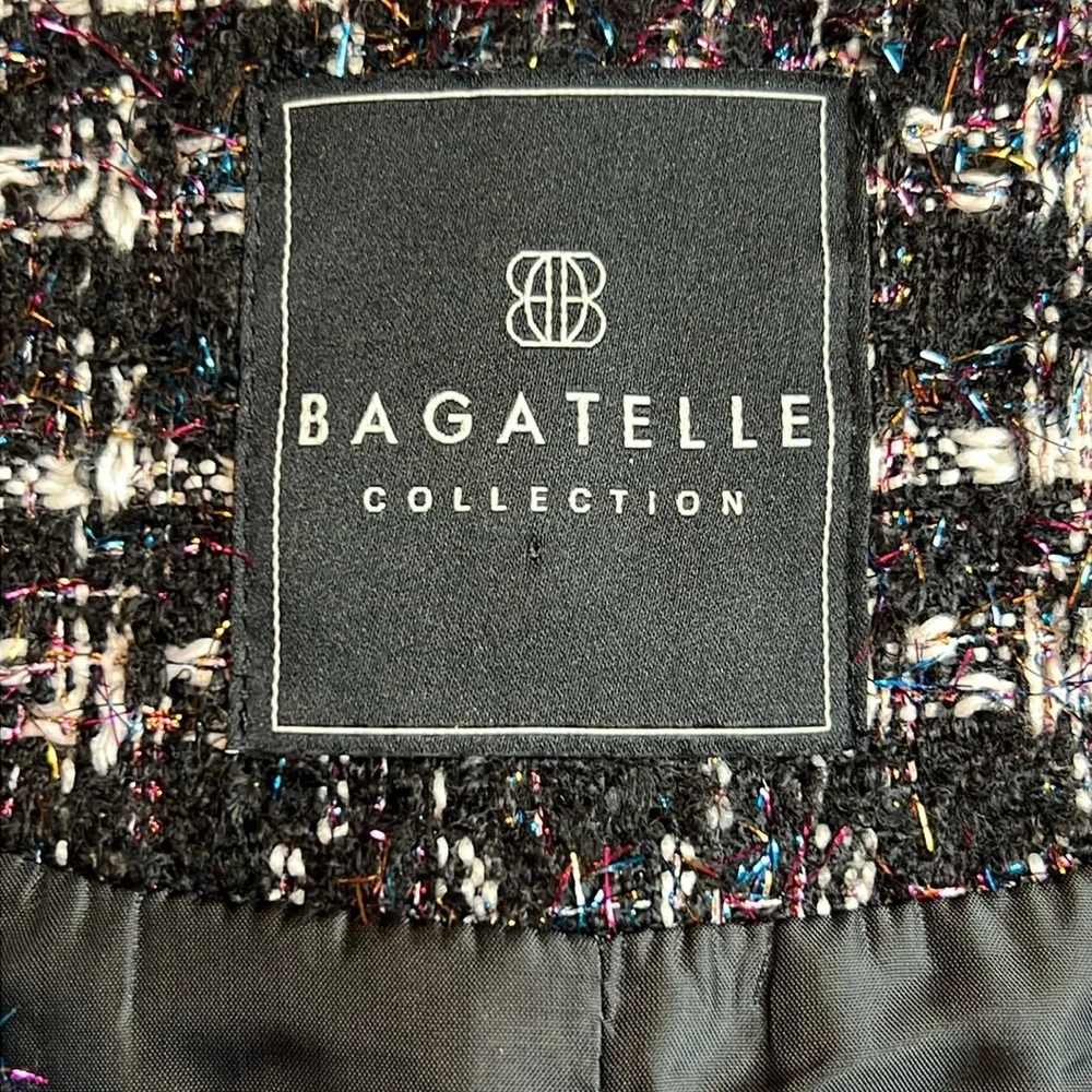 Bagatelle Tweed Sparkle Cropped Multi Color Jacket SZ M - Picture 7 of 14